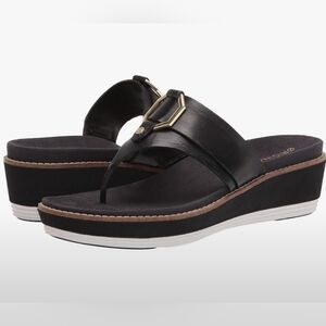 Cole Haan Black Wedge Sandals with Buckle